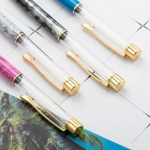 DIY Kristal Lege Buis Balpen Marmereffect Metaal Balpen Creatief Kantoor School Schrijfpennen
