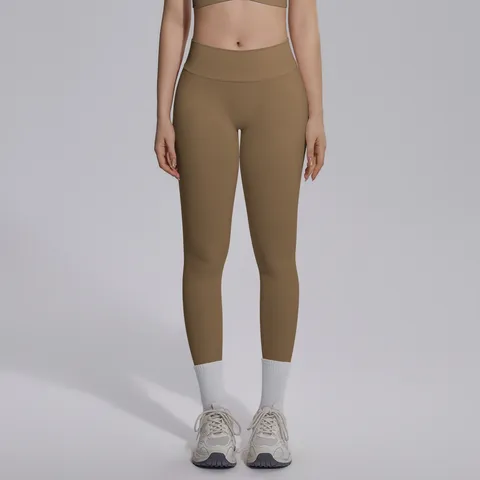 Women Seamless Knitted Solid Color V-Waist Slim Fit Yoga Pants Breathable Butt-Lifting Leggings Sport Running Gym Bottom