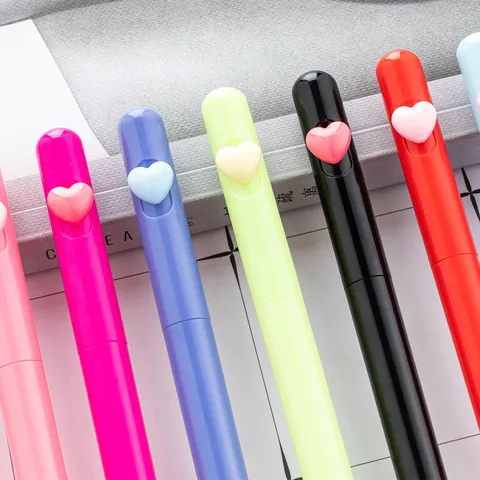 Creative Plastic Ballpoint Pen Cute Heart Star Clip Rotary Twist Ball Pens Student Office Stationery Advertising Gift Pen