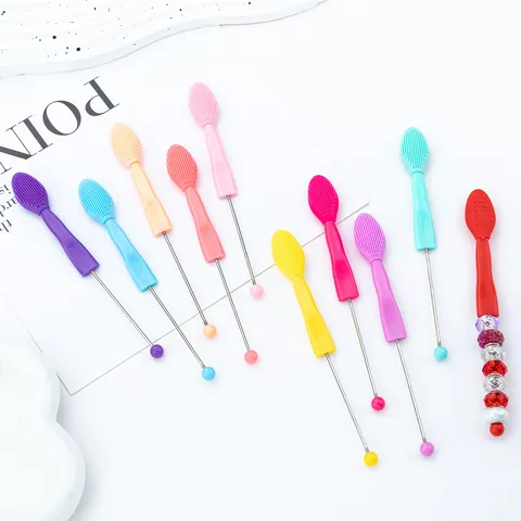 Cross-Border Silicone Blackhead Brush Nose Cleansing Double-Sided Lip Brush DIY Beaded Facial Cleaning Beauty Tool