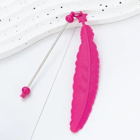 Creative Feather Bookmark DIY Beaded Plastic Book Page Clip Cute Student Stationery Reading Marker Gift For Kids