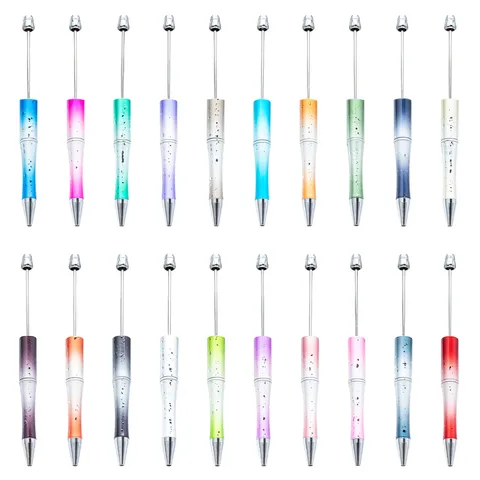 Creative Starry Sky Gradient Plastic Beadable Ballpoint Pen UV Electroplated Sequins DIY Writing Pen For Office School