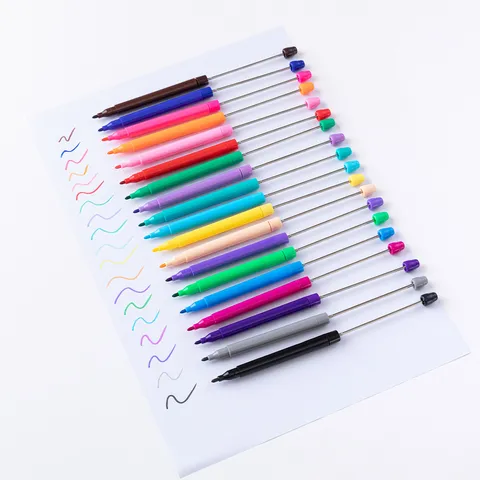 DIY Beaded Watercolor Pen Student Art Painting Pen Multi Color Plastic Creative Journal Pen Stationery