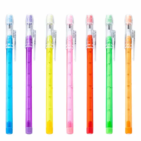 Creative Transparent Plastic Bullet Head Pencil Non-Sharpening Replaceable Refills Writing Drawing Pencil