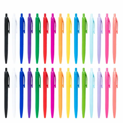 Plastic Retractable Ballpoint Pen Simple Push Action Smooth Writing Office School Stationery Pen Promotional Gift