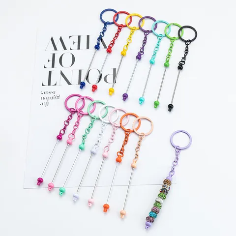DIY Beaded Keychain Metal Candy Color Key Ring Bag Pendant Handbag Charm Craft Accessories Fashion Jewelry Gift
