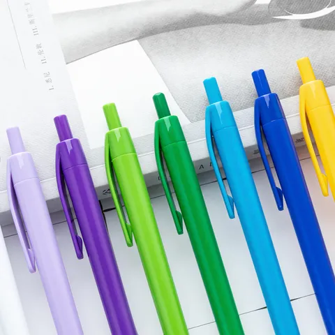 Plastic Retractable Ballpoint Pen Simple Push Action Smooth Writing Office School Stationery Pen Promotional Gift