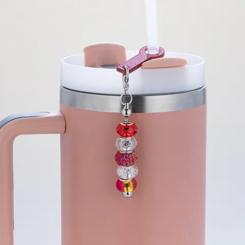 DIY Acryl Perle Strohhalm Anhänger Für Becher Zubehör Glitzer Bunte Strohhalm Dekoration