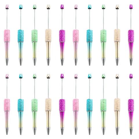 Creative DIY Beadable Ballpoint Pen Starry Rhinestone Metal Pen Sugar Bead Design Office School Writing Stationery Gift