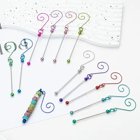 Christmas Tree Beaded Hook Pendant Metal Spiral Hanging Ornament DIY Craft Holiday Party Decoration Supplies
