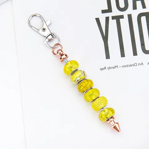 Creative DIY Beaded Metal Keychain Conical Bullet Rod Lobster Clasp Bag Charm Key Chain Jewelry Accessories