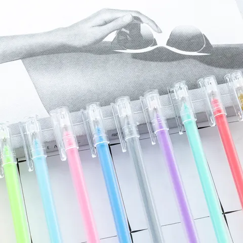 Creative Student Gel Pen Pastel Highlighter Colorful Drawing Pen DIY Album Glitter Pen Writing Stationery