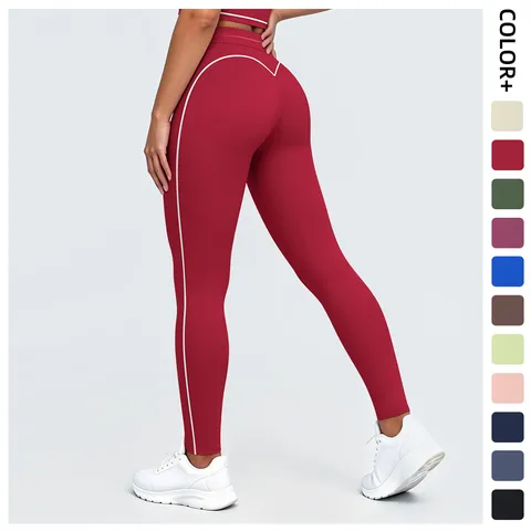 Women's High Waist Yoga Pants Color Block Naked Feel Tight Fitness Leggings Breathable Quick Dry Running Sports Bottoms