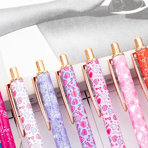 Creative Valentine's Day Heart Metal Ballpoint Pen Office Student Love Ball Pen Promotional Writing Gift