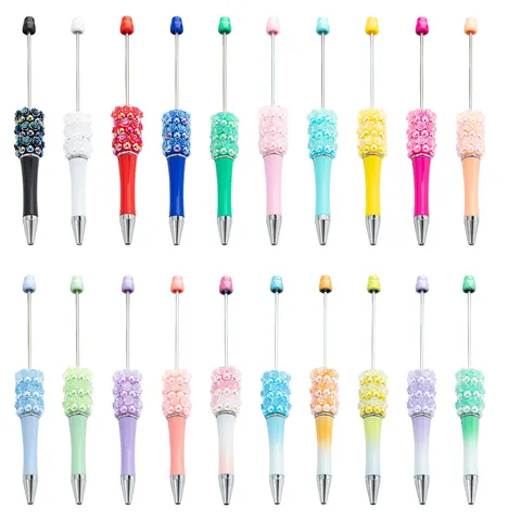 Penna a Sfera con Perline DIY Strass Fiore di Rosa Creativo Carino Penna in Plastica Ufficio Scuola Regalo