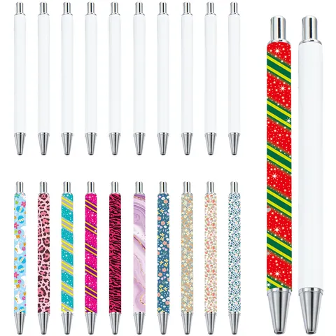 DIY Blank Sublimation Ballpoint Pen Retractable White Plastic Metal Ball Pens For Business Office Advertising Promotional Gift Writing