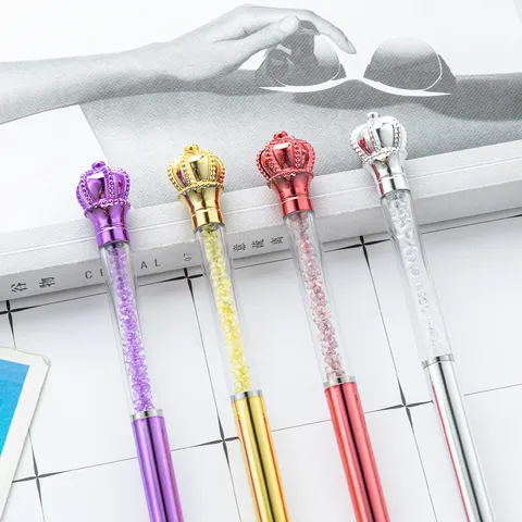 Creative Crown Crystal Ballpoint Pen Rotary Metal Plastic Office School Writing Stationery Promotional Gift
