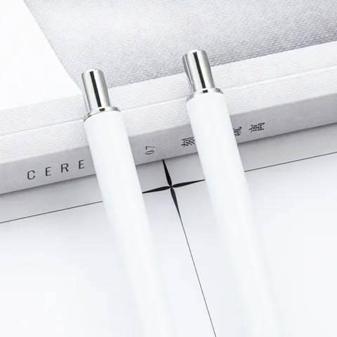 DIY Blank Sublimation Ballpoint Pen Retractable White Plastic Metal Ball Pens For Business Office Advertising Promotional Gift Writing