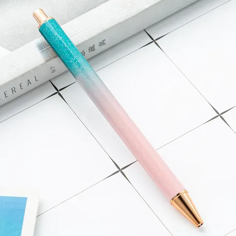 Minimalist Metal Ballpoint Pen Creative Glitter Spray Paint Press Ball Pen Office School Writing Supplies Gift Pen
