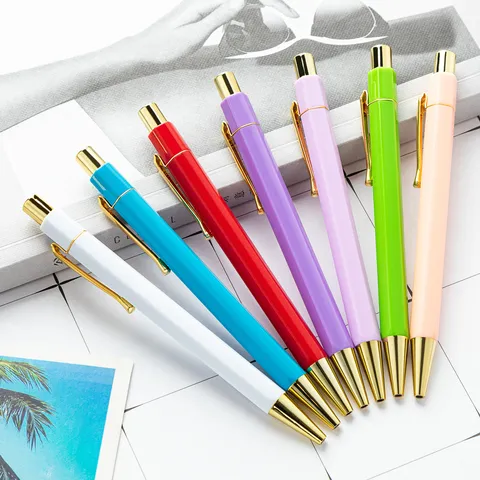 Zeshoekige Druk Balpen Macaron Kleur Kunststof Schrijfpen Kantoor School