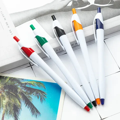 Plastic Retractable Ballpoint Pens Bullet Type Smooth Writing Office School Supplies Promotional Gift Pens