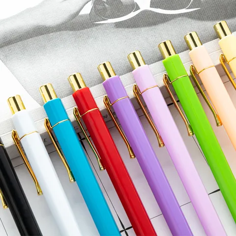 Zeshoekige Druk Balpen Macaron Kleur Kunststof Schrijfpen Kantoor School