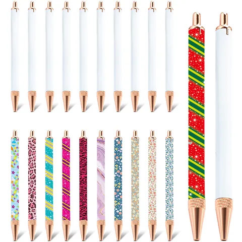 Creative DIY Heat Transfer Metal Ballpoint Pen White Body Rose Gold Hardware Business Promotional Gift Pen