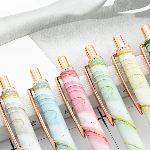 Metal Ballpoint Pen Marble Pattern Thermal Transfer Press Office Student Business Promotional Writing Pen
