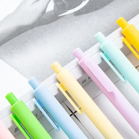 Minimalist Plastic Ballpoint Pen Press Type Candy Color Smooth Writing Office School Stationery Writing Pen