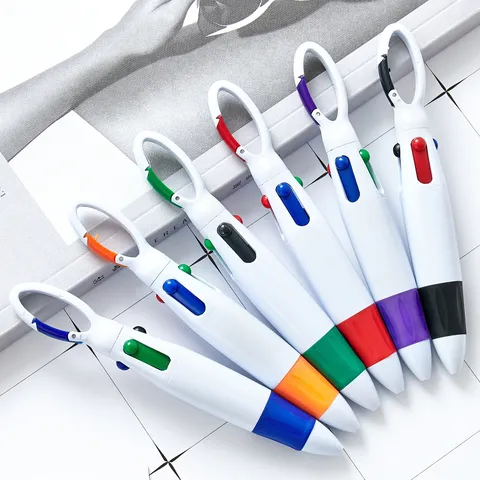 Creative Portable Carabiner Ballpoint Pen Multi Color Retractable Pen Office School Writing Supplies Pocket Pen
