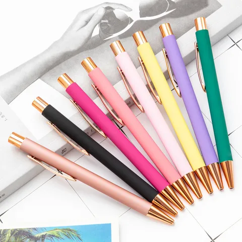 Stylo à Bille en Métal Type Presse Bureau Affaires Stylo d'Écriture Élégant Design Peinture par Pulvérisation Multicolore Cadeau de Papeterie