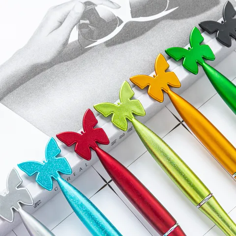 Cute Butterfly Plastic Ballpoint Pen Glitter Student School Stationery Multi Color Writing Pen Gift