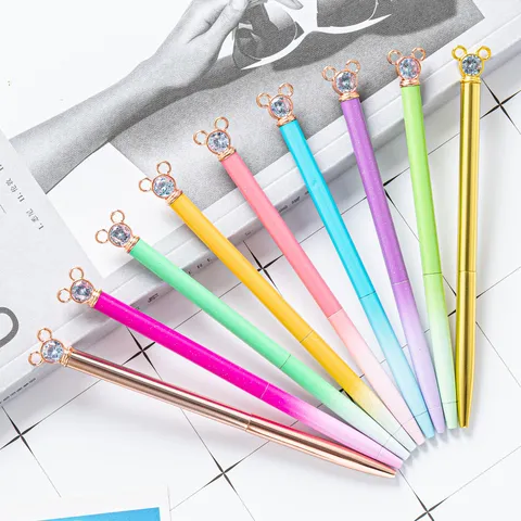 Creative Cute Korean Style Crystal Metal Ballpoint Pen Student Stationery Gift Pen Fashion Design Pen