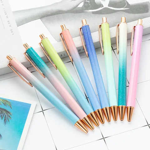 Minimalistisch Metalen Balpen Creatief Verloop Glitter Druk Kantoor School Schrijven Handtekening Pen Cadeau
