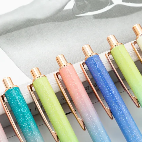 Minimalistisch Metalen Balpen Creatief Verloop Glitter Druk Kantoor School Schrijven Handtekening Pen Cadeau