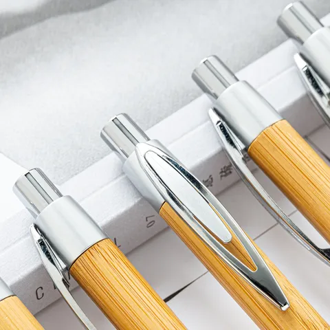Eco Friendly Natural Bamboo Ballpoint Pen Retractable Office Writing Pen Business Promotional Gift Pen