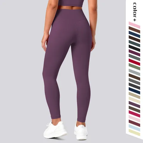 Women Nude Feel High Waisted Leggings Hip Lifting High Elastic Solid Color Nylon Spandex Yoga Pants Sports Fitness Bottom