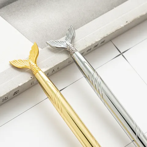 Creative Mermaid Tail Metal Ballpoint Pen Electroplated Gold Silver Rose Gold Office School Writing Stationery Gift Pen
