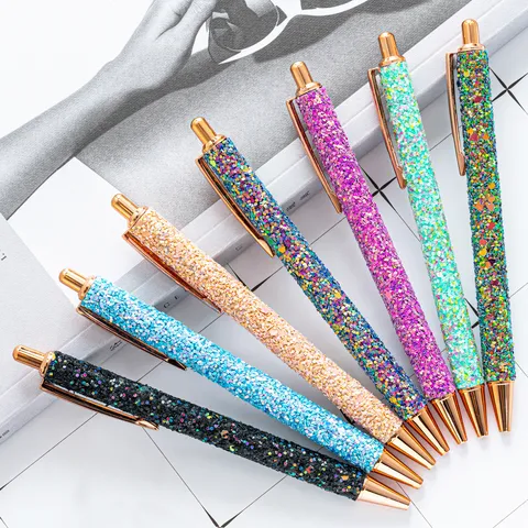 Creative Metallic Glitter Ballpoint Pen Retractable Sequins Gift Pen Office School Writing Supplies
