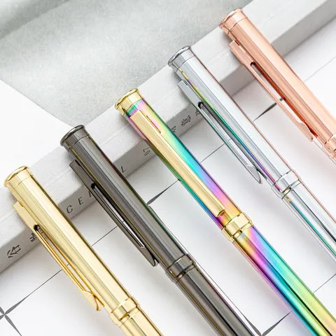 Metal Ballpoint Pen Business Office Writing Pen Electroplated Gradient Rose Gold Gold Silver Gunmetal Pen Gift