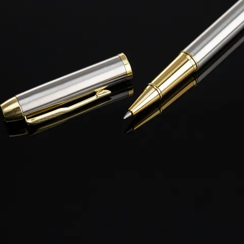 Business Metal Rollerball Pen 0.5mm Fine Point Black Ink Metal Ballpoint Signature Pen For Office School Writing Gift