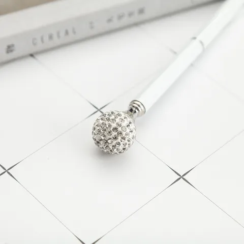 Metal Diamond Ballpoint Pen Rotating Crystal Ball Signature Pens Luxury Office Business Gift Stationery