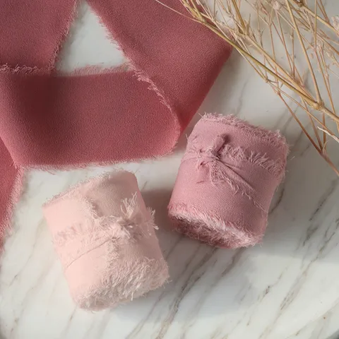 Cinta de Gasa Deshilachada Hecha a Mano Cinta de Tela Vintage con Borde Crudo para Invitación de Boda Envoltorio de Regalo Decoración Artesanal DIY