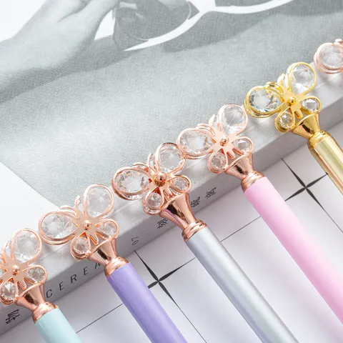 Metal Ballpoint Pen Crystal Butterfly Design Student Gift Fashion Ballpoint Pen Smooth Writing Office School Stationery