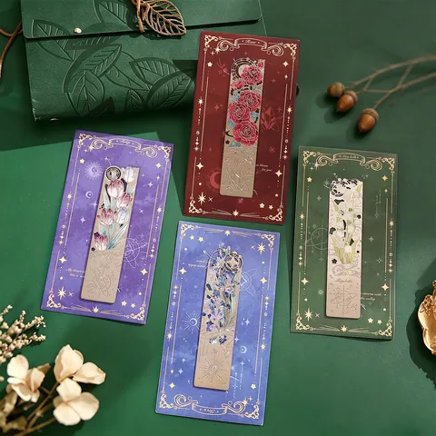 Hollow Metal Bookmark Flower Starry Sky Design Vintage Chinese Style Book Page Holder Stationary Gift For Students Readers