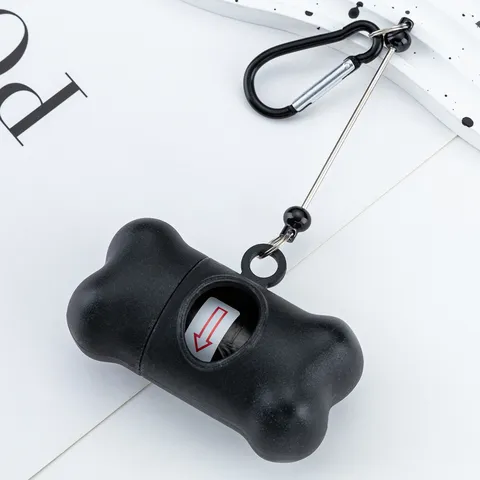 Distributore di Sacchetti per Rifiuti per Animali Domestici a Forma di Osso Porta-Sacchetti Portatile con Gancio in Metallo e Catena di Perline Accessori per Cani