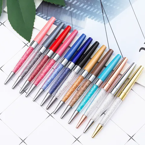 Metal Crystal Ballpoint Pen Business Office School Writing Pen Refillable Diamond Glitter Pen Stationery Supplies