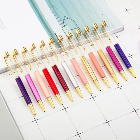 Metal Creative DIY Empty Tube Ballpoint Pen Liquid Quicksand Oil Pen Business Office Advertising Gift Pen