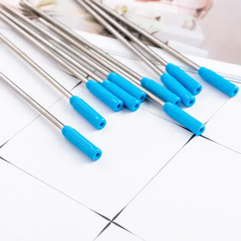 Recambios De Bolígrafo De Metal Tinta Negra Y Azul Reemplazo Para Bolígrafos De Diamante Escritura Suave Papelería De Oficina