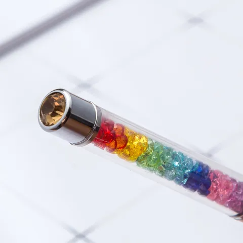 Creative Colorful Crystal Metal Ballpoint Pen Rotating Quicksand Glitter Student Stationery Promotional Office Writing Pen